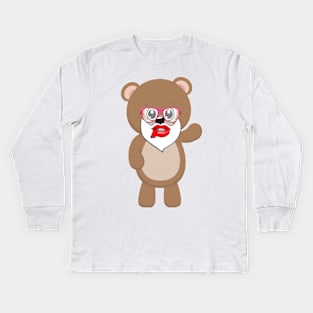 BEAR IN RED LEPS ART Kids Long Sleeve T-Shirt